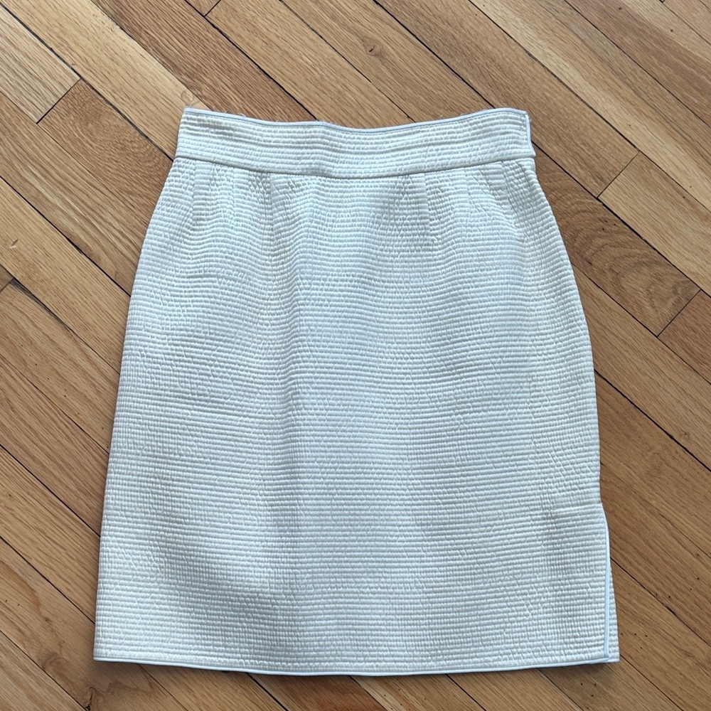 Mary McFadden Cream Textured Pencil Skirt